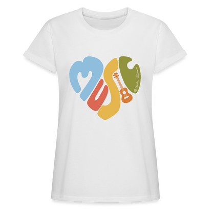Ukulele Damen T-Shirt - "Music love" - Weiß