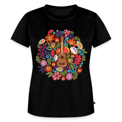 Damen Premium T-Shirt - Ukulele im Blumenmeer - Schwarz