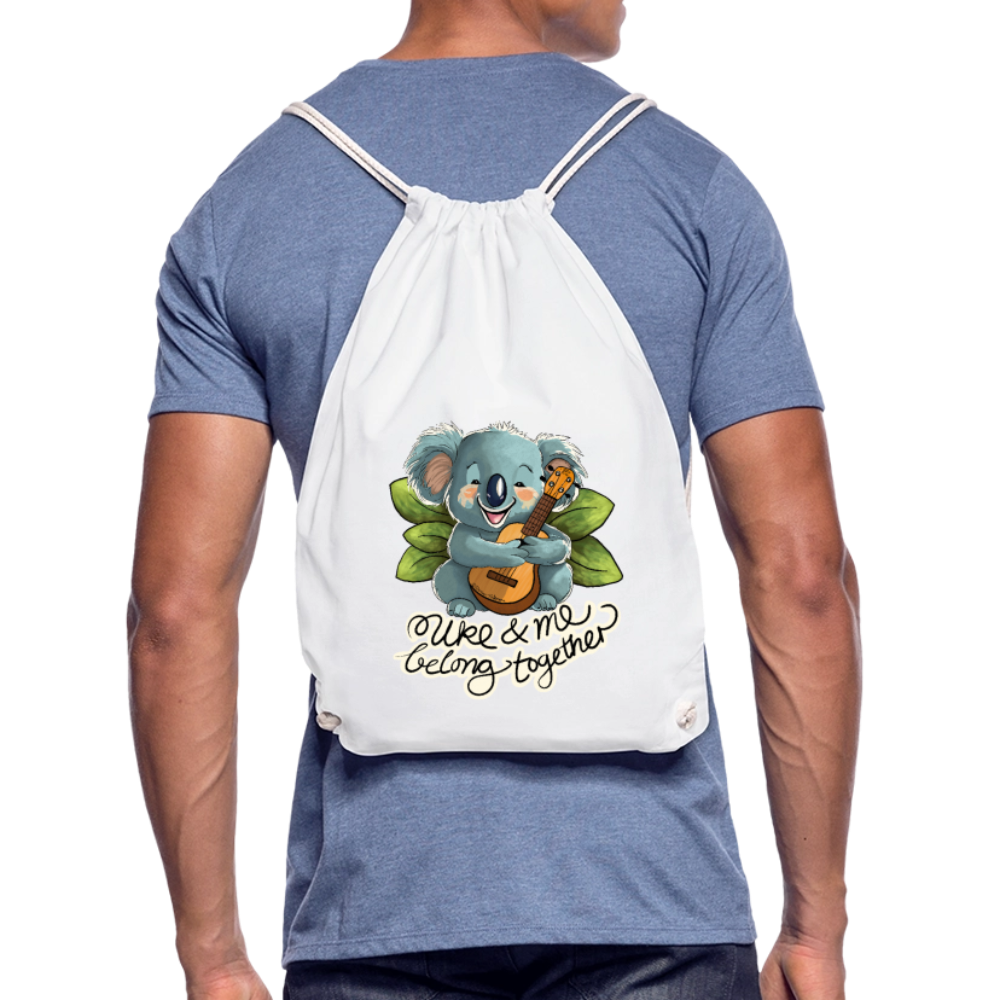 Ukulele Turnbeutel - "Uke and me belong together" - Weiß