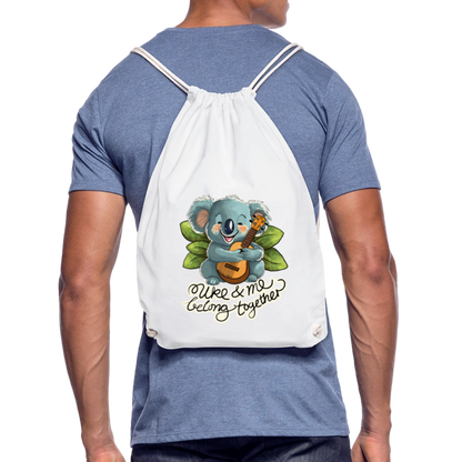 Ukulele Turnbeutel - "Uke and me belong together" - Weiß