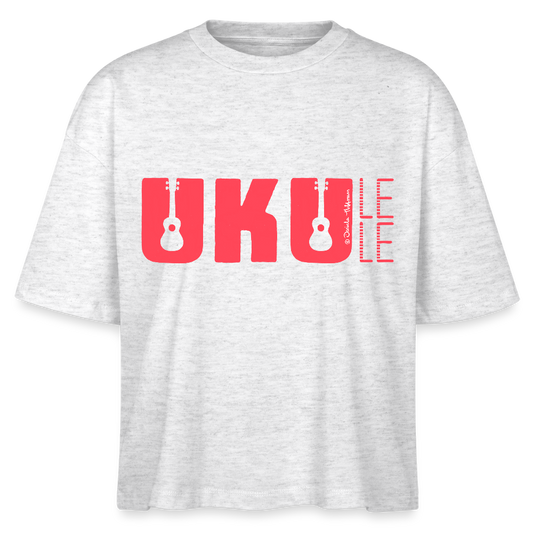 Ukulele Damen-Shirt "UKULELE" - Weiß meliert