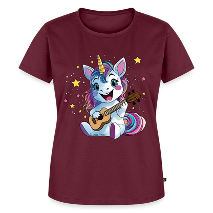 Damen Premium T-Shirt - "Ukulele-Einhorn" - Burgunderrot