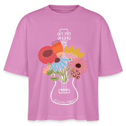 Ukulele Damen-Shirt "Flower Power" - Relaxed Fit - Pink
