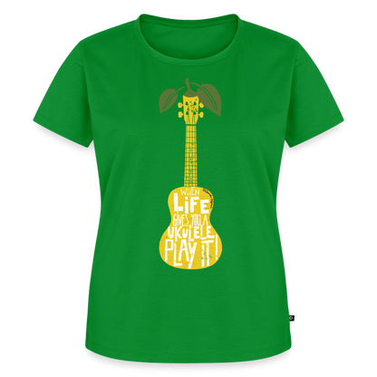 Damen Premium T-Shirt - "When life gives you a Ukulele - Play it!" - Grün