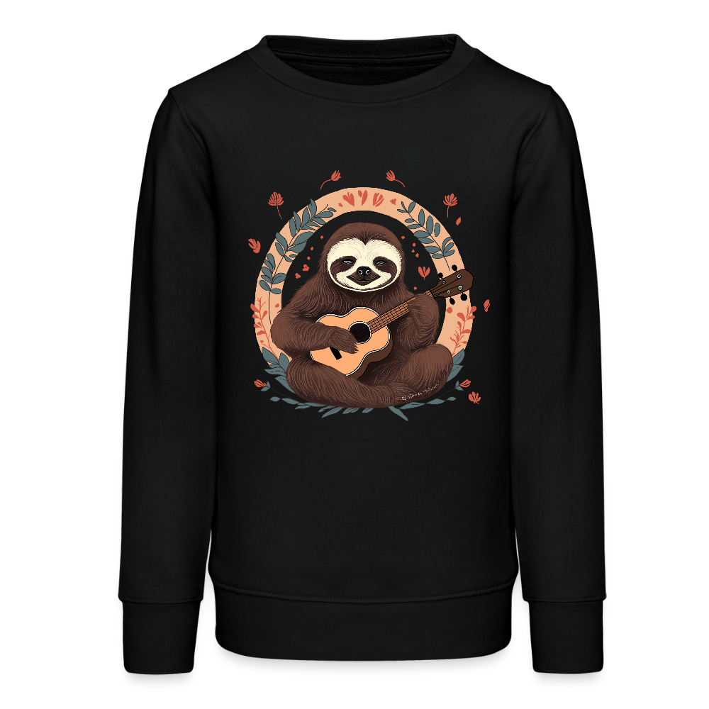 Bio Teenager Sweatshirt "Ukulele Faultier" - Schwarz