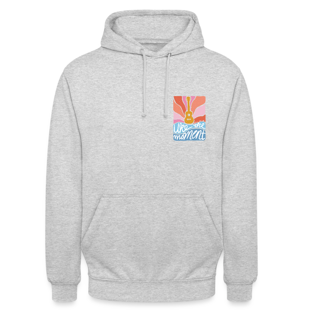Ukulele Unisex Hoodie - "Uke the moment" - Hellgrau meliert