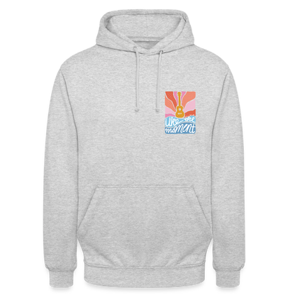 Ukulele Unisex Hoodie - "Uke the moment" - Hellgrau meliert
