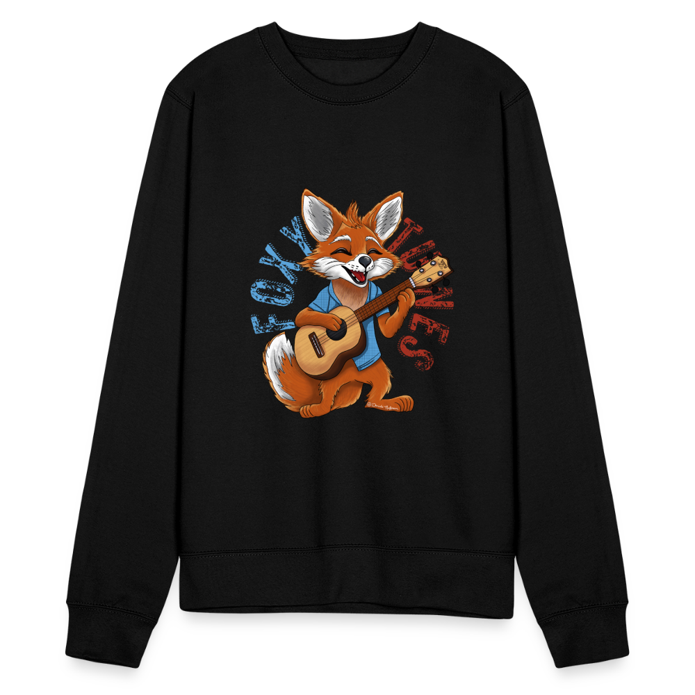 Ukulele Sweatshirt Unisex - "Foxy Tunes" - Schwarz