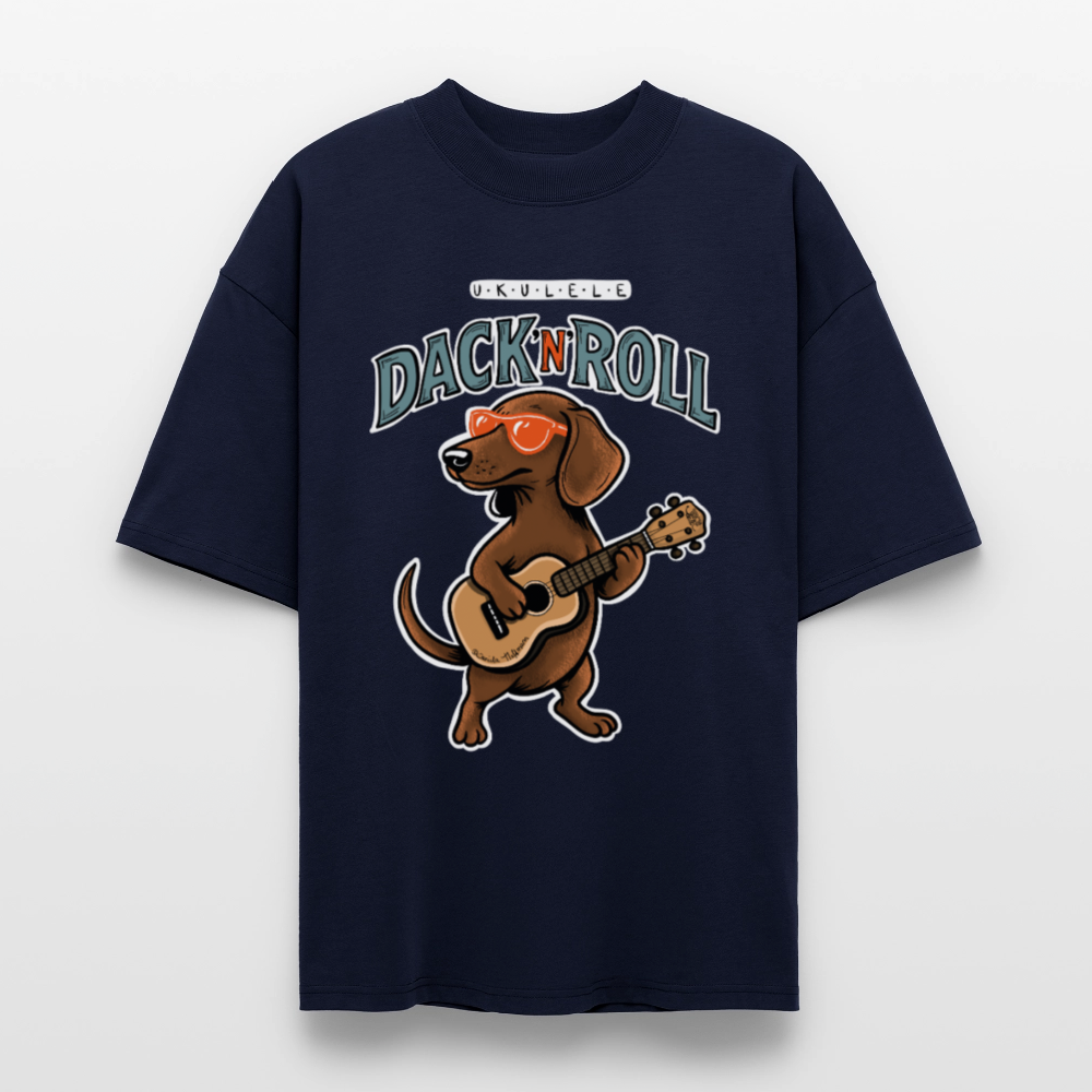 Ukulele Damen T-Shirt - „Dack’n’Roll“ - CURVY VIBES - Navy