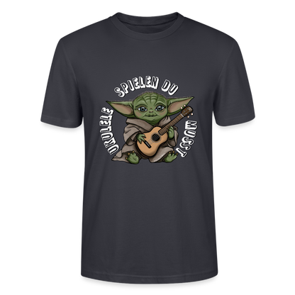 Ukulele T-Shirt Unisex - "Meister Yoda: Ukulele spielen du musst" - Dunkles Graublau