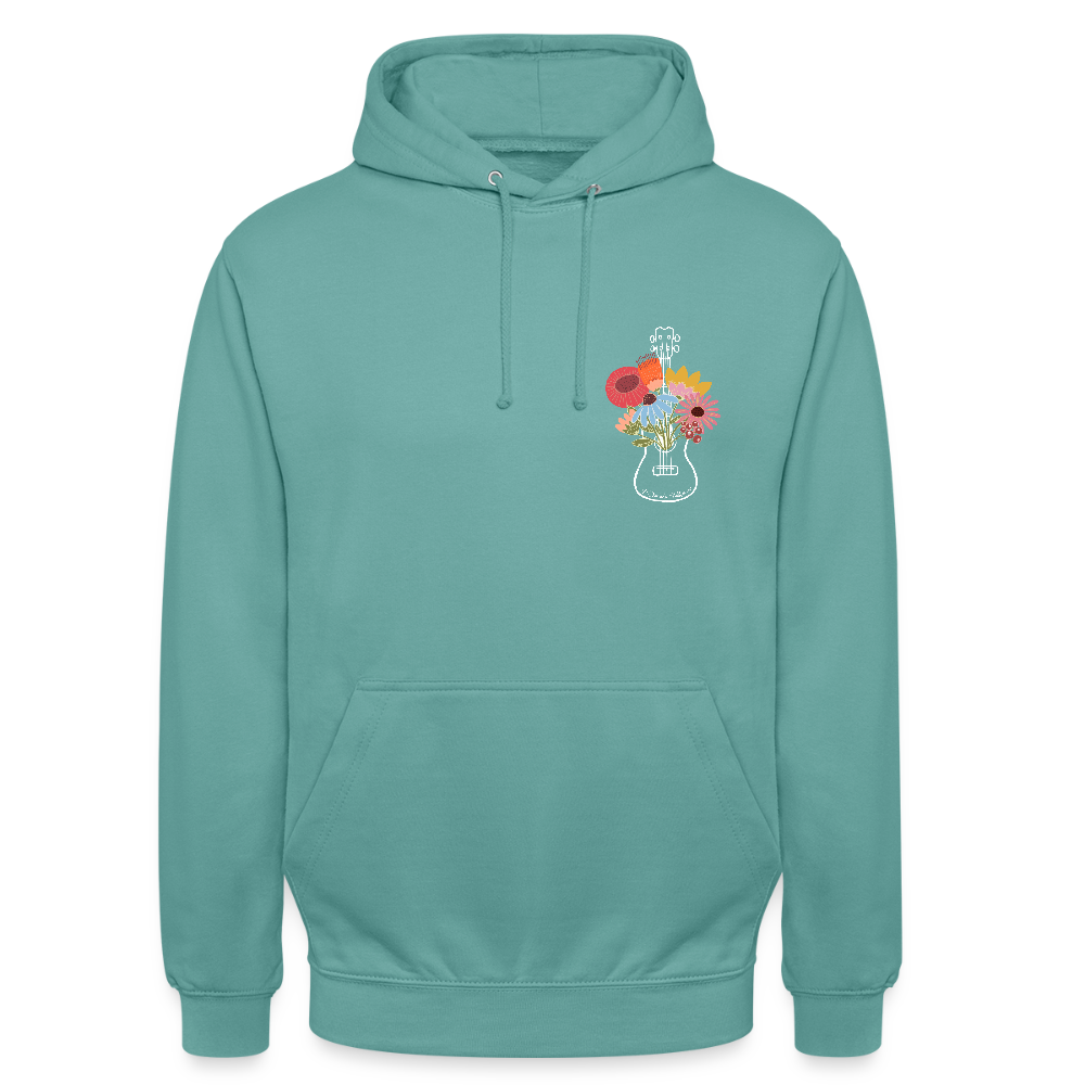 Ukulele Unisex Hoodie - "Flower Power" - Pastelltürkis