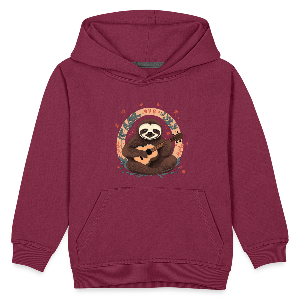 Kinder Premium Hoodie - Ukulele Faultier - Bordeaux