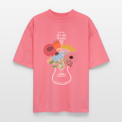 Ukulele Damen T-Shirt - "Flower Power" - CURVY VIBES - Pink 