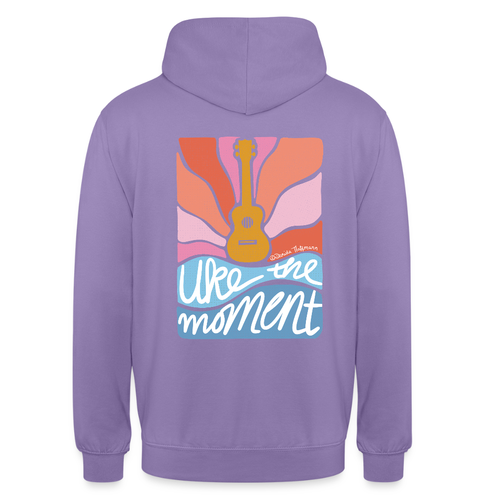 Ukulele Unisex Hoodie - "Uke the moment" - Lavendel
