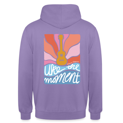Ukulele Unisex Hoodie - "Uke the moment" - Lavendel