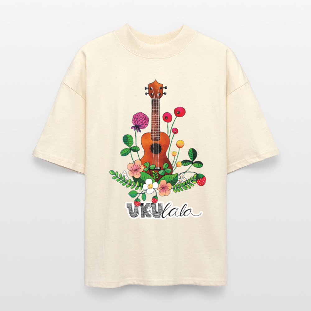 Ukulele Damen T-Shirt - "UKUlala" - CURVY VIBES - Weißgrau