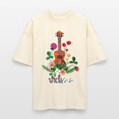 Ukulele Damen T-Shirt - "UKUlala" - CURVY VIBES - Weißgrau