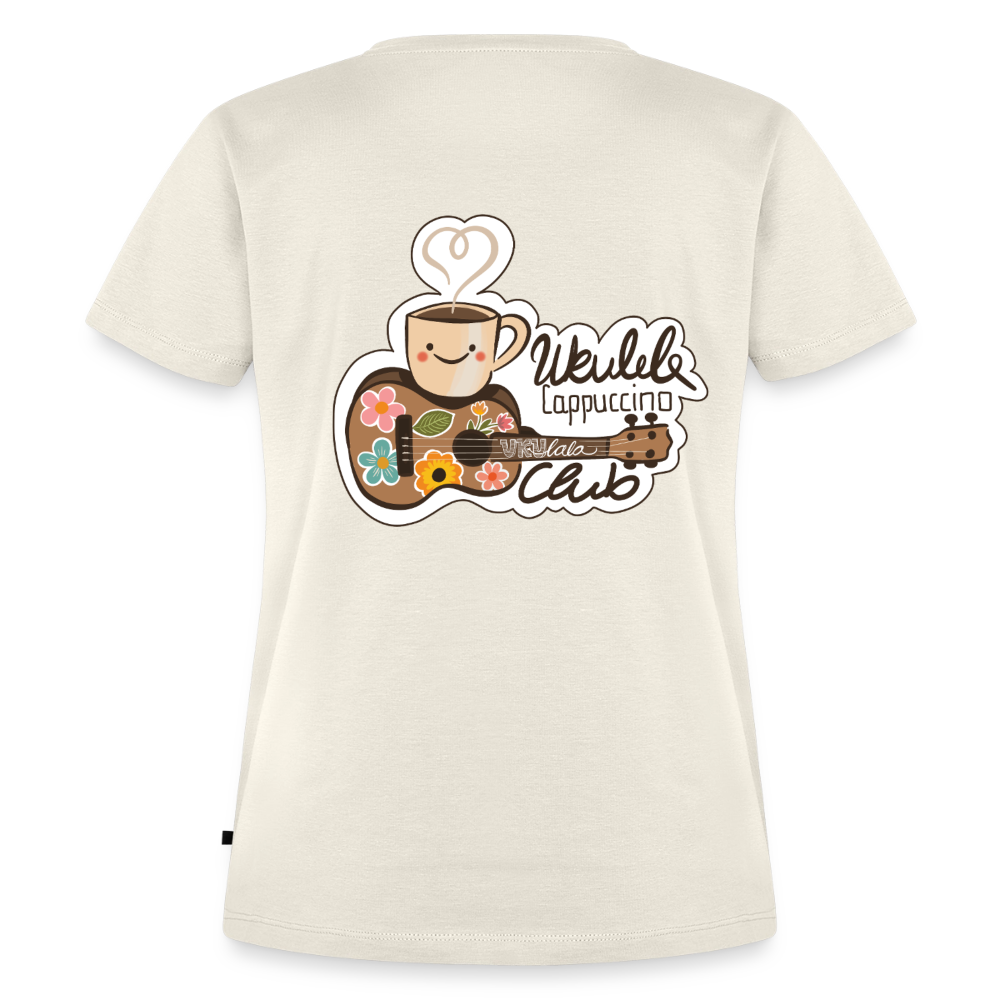 Damen Premium T-Shirt - „Ukulele Cappuccino Club" - Naturweiß