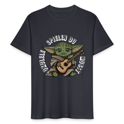 Ukulele T-Shirt Unisex - "Meister Yoda: Ukulele spielen du musst" - Dunkles Graublau