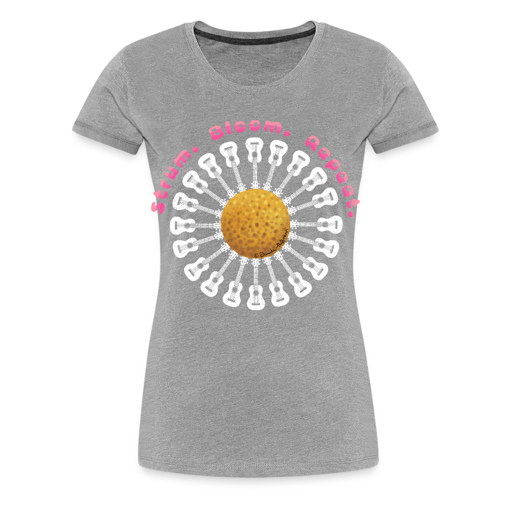Damen Premium T-Shirt - "Strum. Bloom. Repeat." - Grau meliert