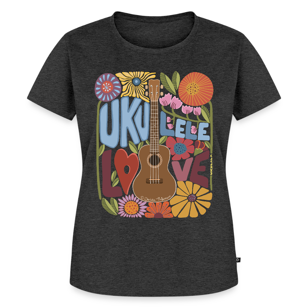 Damen Premium T-Shirt - "Ukulele love" - Anthrazit meliert