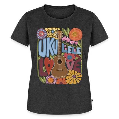 Damen Premium T-Shirt - "Ukulele love" - Anthrazit meliert