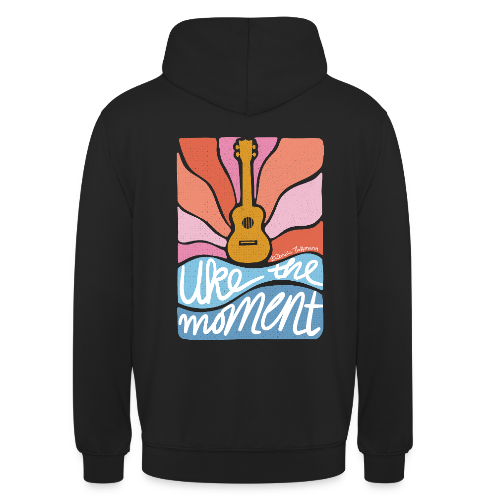 Ukulele Unisex Hoodie - "Uke the moment" - Schwarz