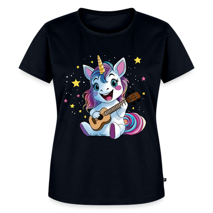 Damen Premium T-Shirt - "Ukulele-Einhorn" - Navy