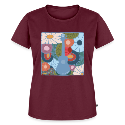 Damen Premium T-Shirt - "Modern Flowers" - Burgunderrot