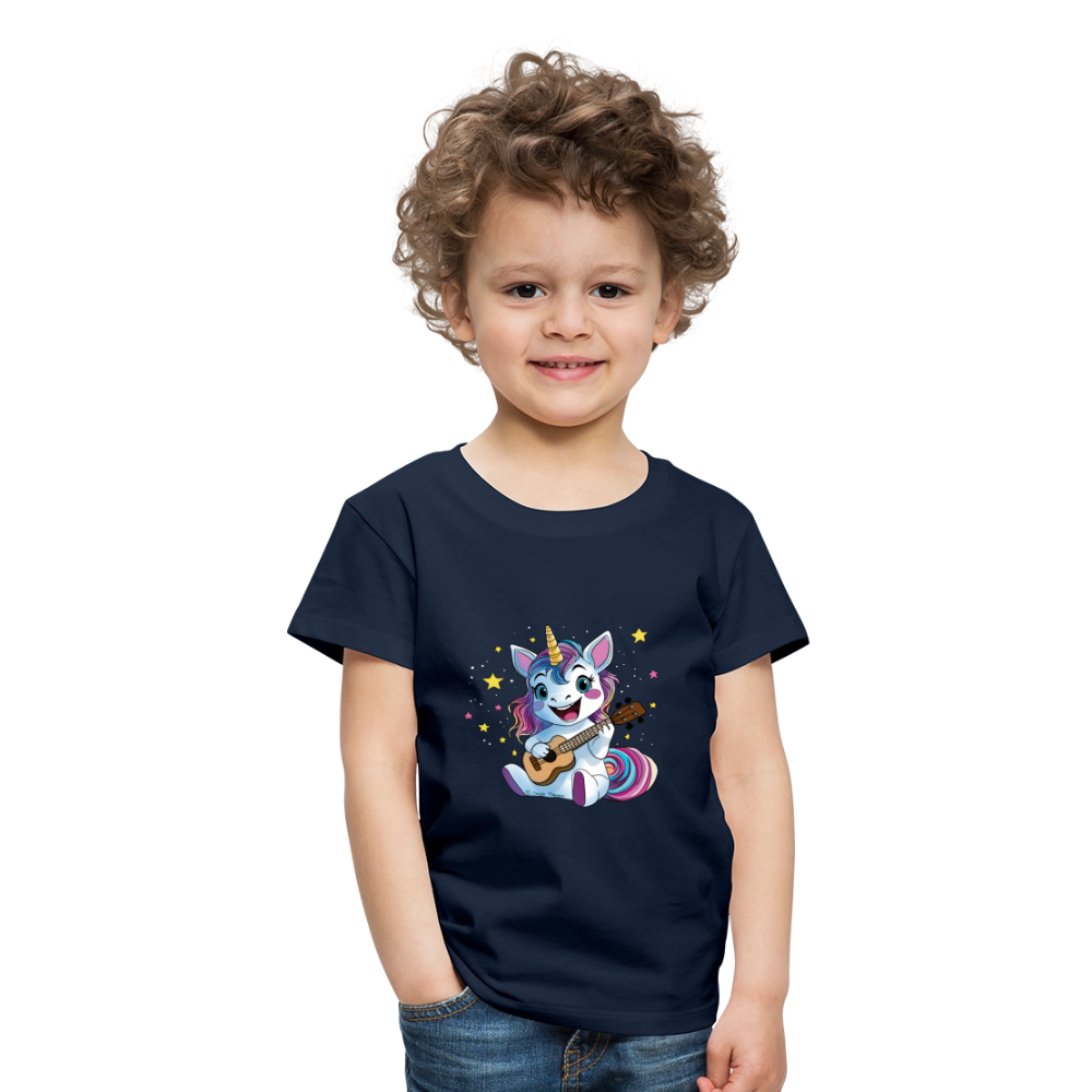 Kinder Premium T-Shirt "Ukulele-Einhorn" - Navy