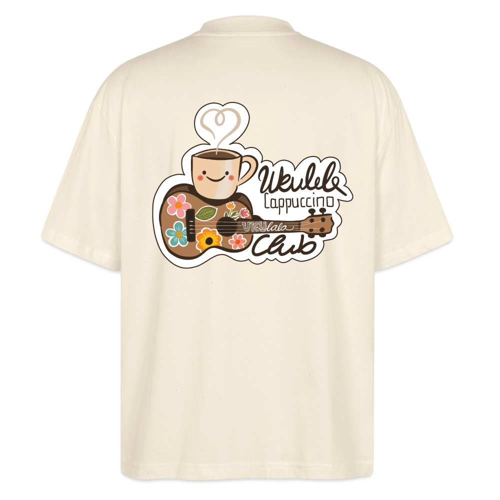 Ukulele Damen T-Shirt - „Ukulele Cappuccino Club“ - CURVY VIBES - Natur