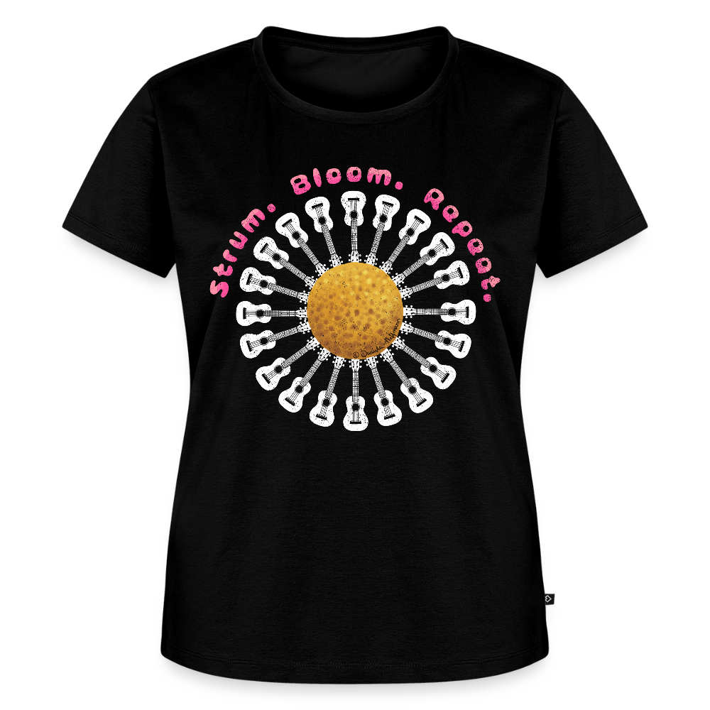 Damen Premium T-Shirt - "Strum. Bloom. Repeat." - Schwarz