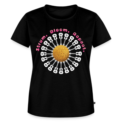 Damen Premium T-Shirt - "Strum. Bloom. Repeat." - Schwarz