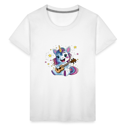 Kinder Premium T-Shirt "Ukulele-Einhorn" - Weiß