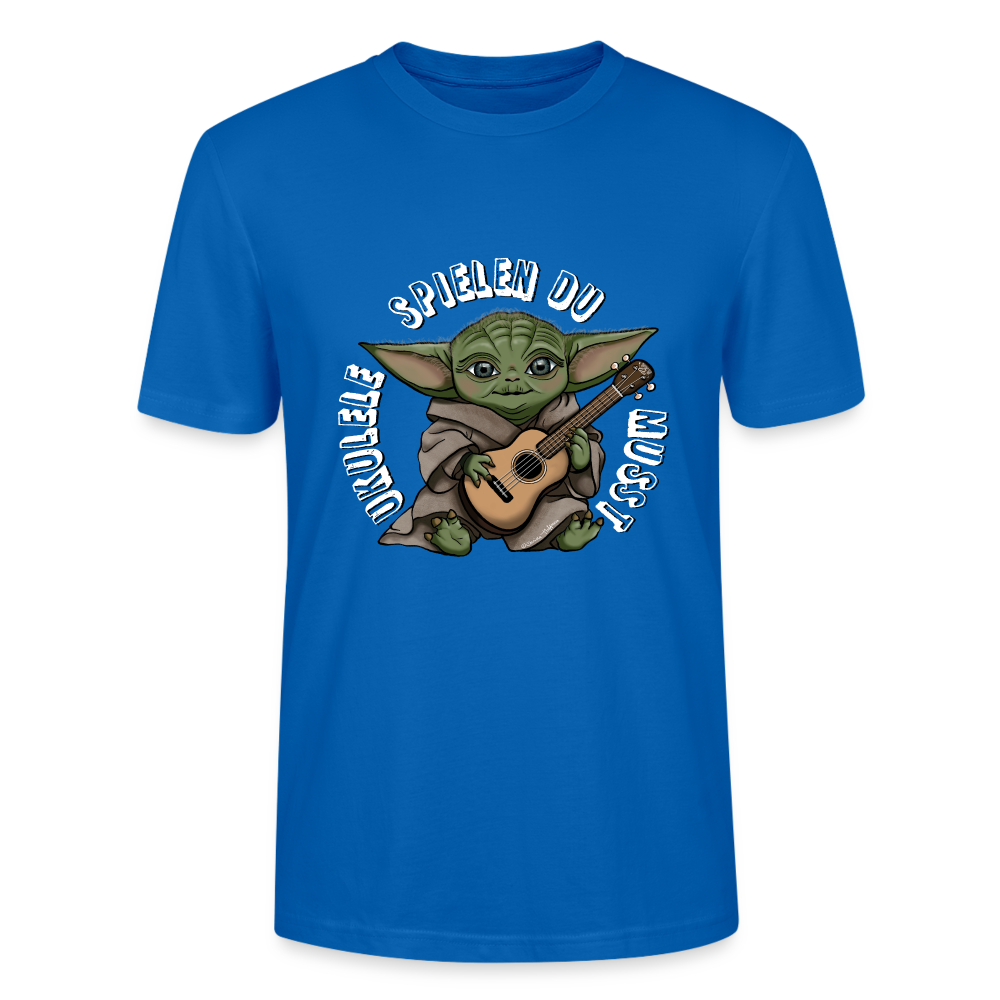 Ukulele T-Shirt Unisex - "Meister Yoda: Ukulele spielen du musst" - Pfauenblau