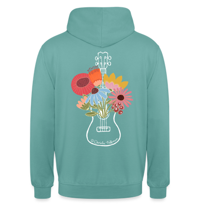 Ukulele Unisex Hoodie - "Flower Power" - Pastelltürkis