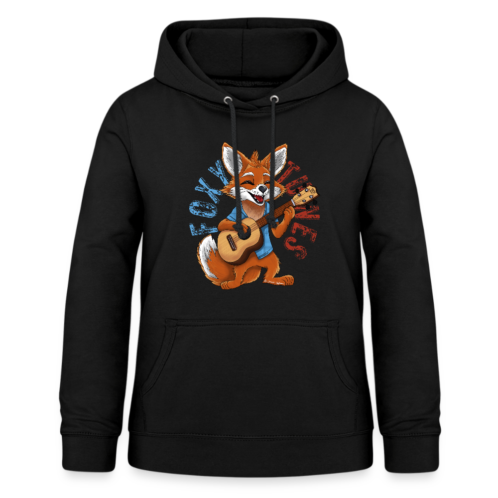 Frauen Hoodie - "Foxy Tunes" - Schwarz