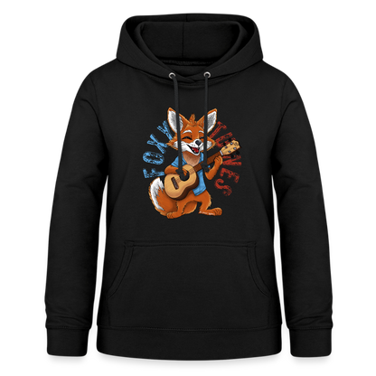 Frauen Hoodie - "Foxy Tunes" - Schwarz