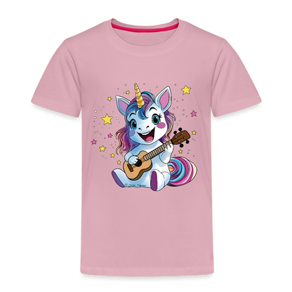 Kinder Premium T-Shirt "Ukulele-Einhorn" - Hellrosa