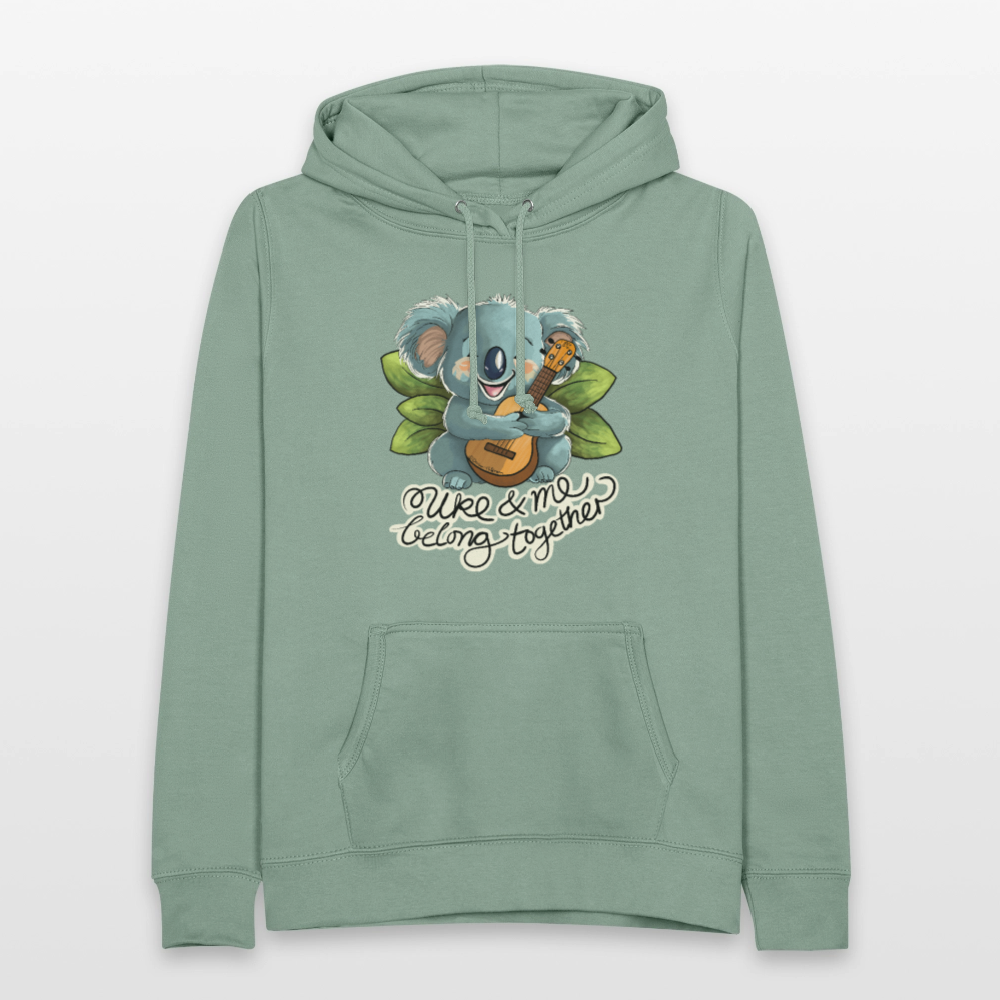 Frauen Hoodie - "Uke and me belong together" - Graugrün