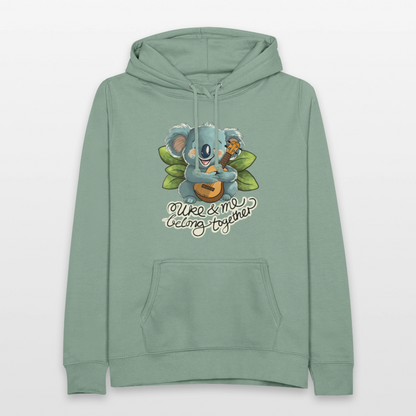 Frauen Hoodie - "Uke and me belong together" - Graugrün