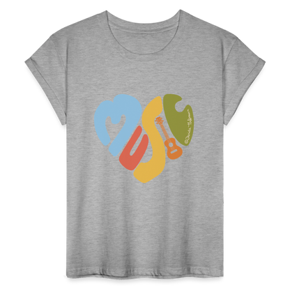 Ukulele Damen T-Shirt - "Music love" - Grau meliert
