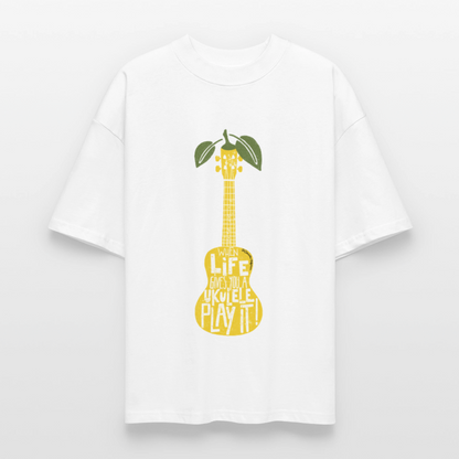 Ukulele Damen T-Shirt - "When life gives you a Ukulele - Play it!" - CURVY VIBES - Weiß