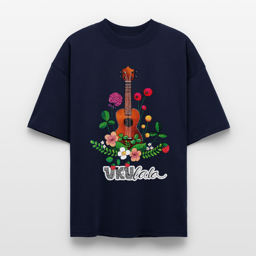 Ukulele Damen T-Shirt - "UKUlala" - CURVY VIBES - Navy