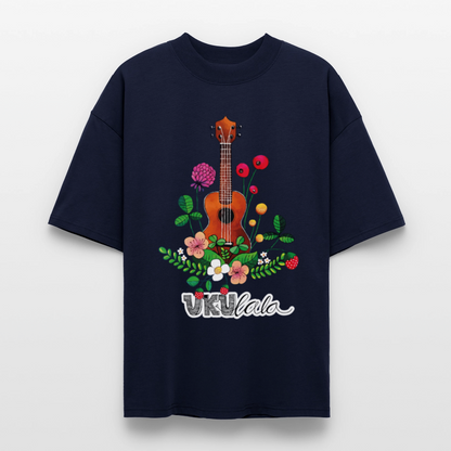 Ukulele Damen T-Shirt - "UKUlala" - CURVY VIBES - Navy