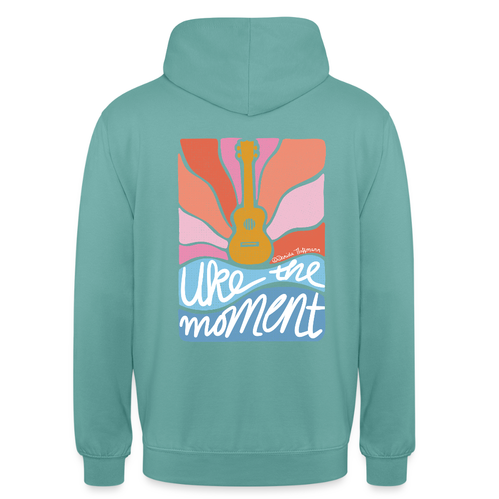 Ukulele Unisex Hoodie - "Uke the moment" - Pastelltürkis