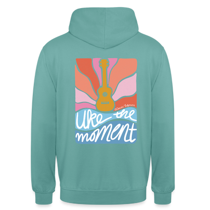 Ukulele Unisex Hoodie - "Uke the moment" - Pastelltürkis