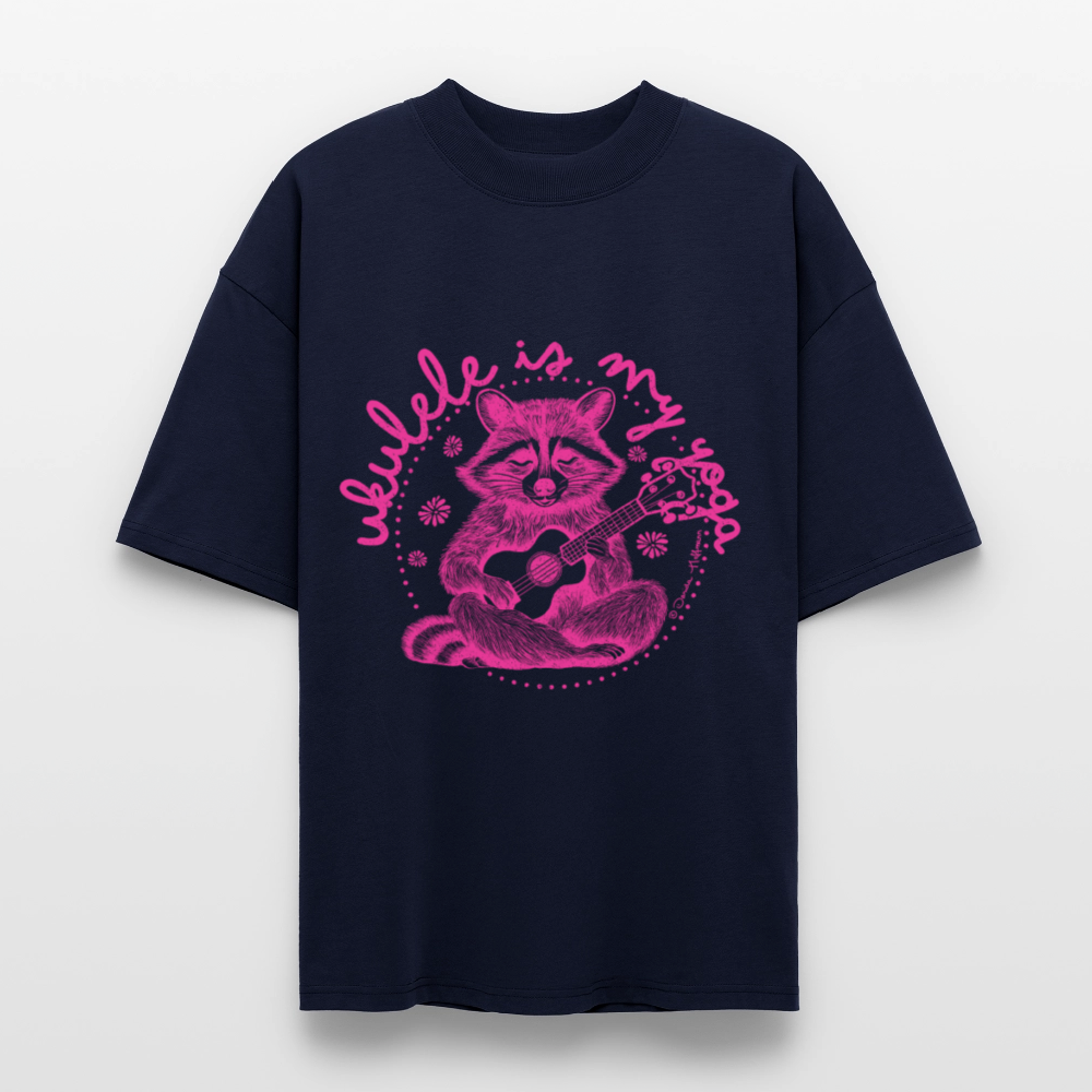 Ukulele Damen T-Shirt - "Ukulele is my yoga" - CURVY VIBES - Navy