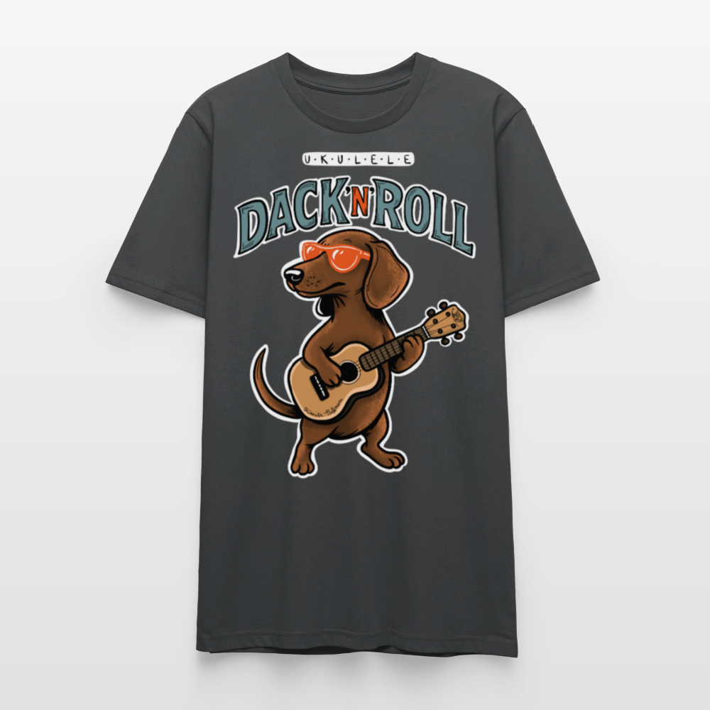 Unisex Ukulele-T-Shirt - „Dack’n’Roll“ - Anthrazit