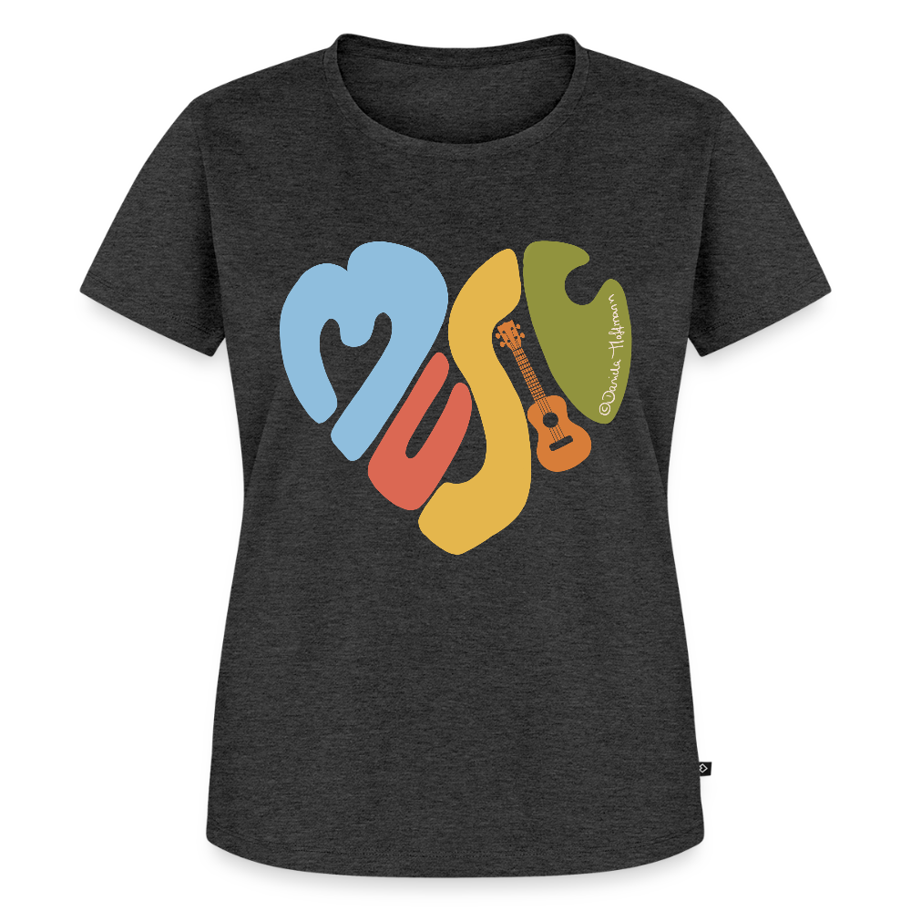 Damen Premium T-Shirt - "Music Love" - Anthrazit meliert